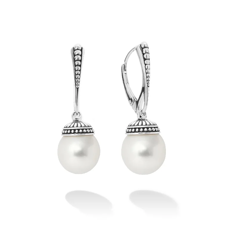 Birthday Gift Earrings-Luna Drop Pearl Earrings