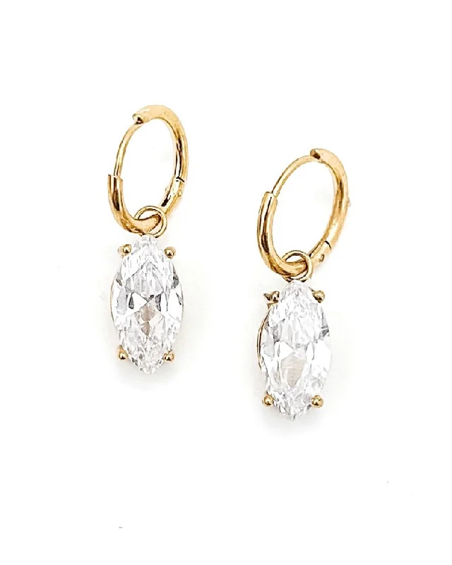 Unique Pearl Drop Earrings-Erymon Diamond Drop Huggie Earrings || Choose Color