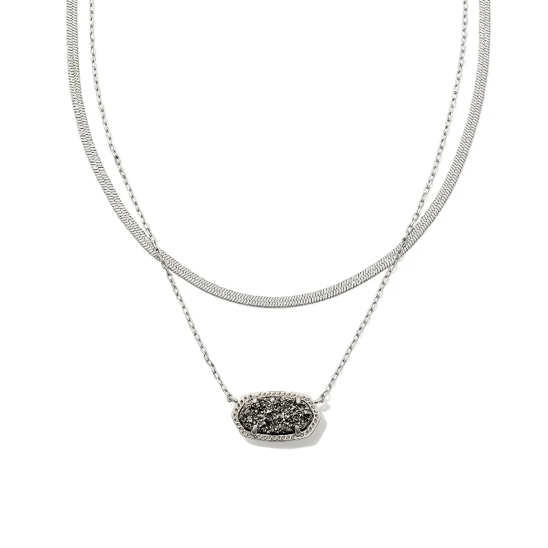 Kendra Scott | Elisa Herringbone Silver Multi Strand Necklace in Platinum Drusy