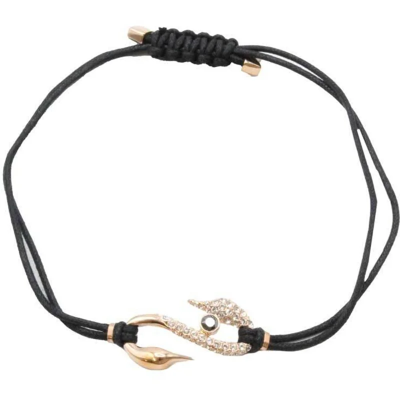 Swarovski Women's Bracelet - Power Rose Gold Plated Hook Black Cord | 5533508