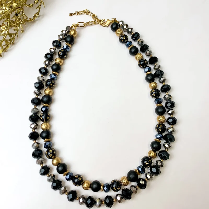 NYC Dream Multi Strand Black Necklace