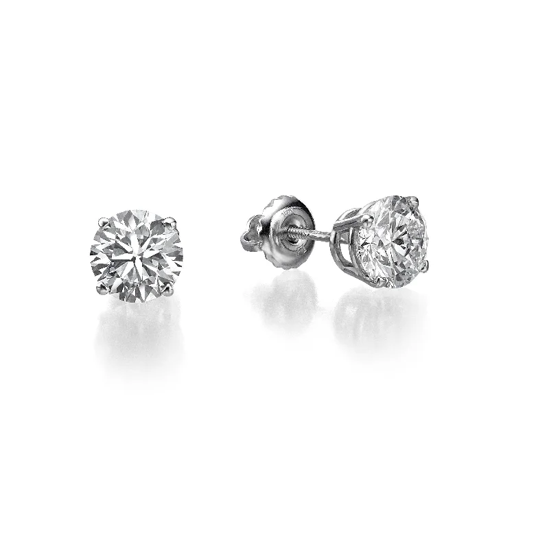 Pear Shaped Earrings-4 Ct Lab Grown Round Brilliant Cut Diamond Stud Earrings