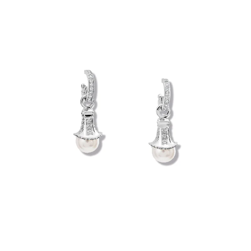 Large Gold Earrings-Fouquet Earring Drops Silver - Pearl