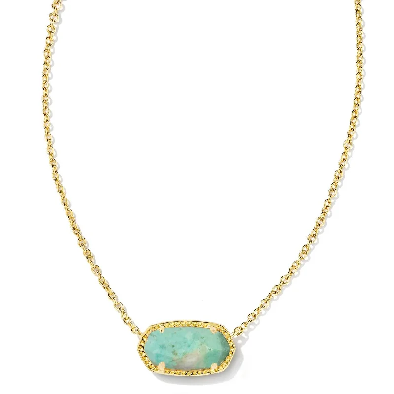 Kendra Scott | Elisa Gold Short Pendant Necklace in Sea Green Chrysocolla