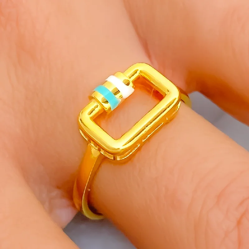 Trendy Rectangular 21k Gold Ring