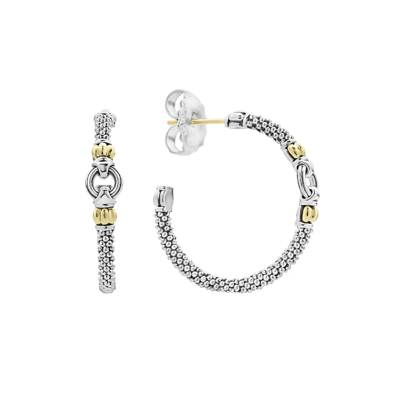 Classic Stud Earrings-Signature Caviar Two-Tone Caviar Hoop Earrings