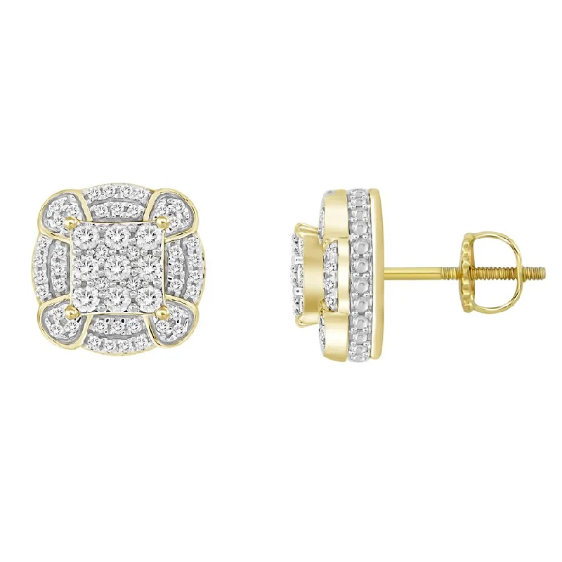 Multi-Layer Earrings-LADIES STUD EARRINGS 0.50CT ROUND DIAMOND 10K YELLOW GOLD