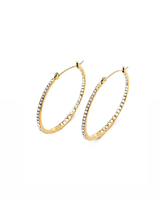 Crystal Drop Earrings-Echo Crystal Hoop Earrings || Choose Size