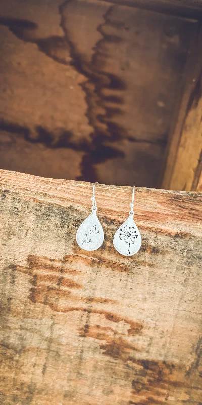 Glittery Hoop Earrings-Beautiful Dainty Dandelion Drop Earrings