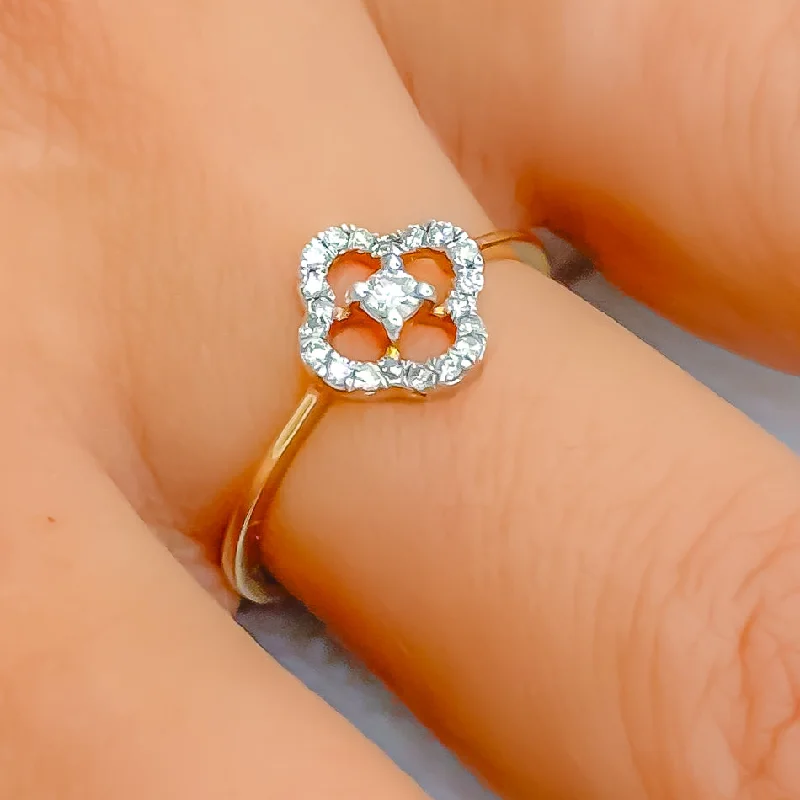 Chic Floral 18K Rose Gold + Diamond Ring