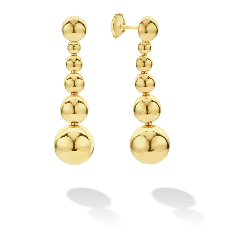 Double-Sided Earrings-Caviar Gold Six Graduated Bead Drop Earrings