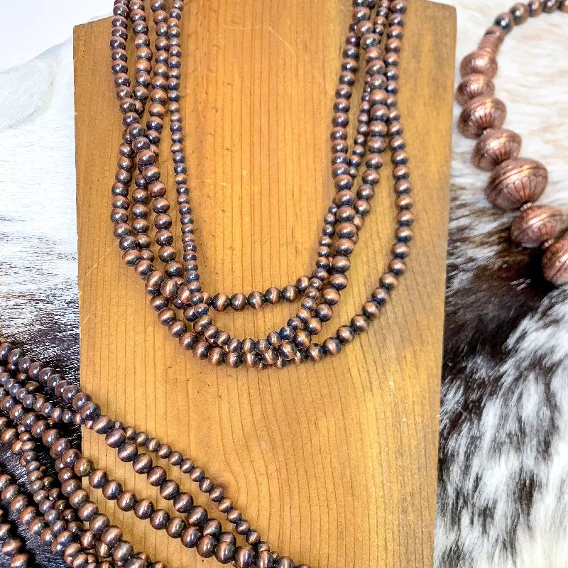 Multi Strand Copper Tone Faux Navajo Pearl Necklace