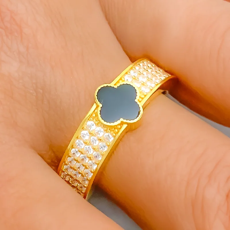 Lavish CZ Clover 21k Gold Ring