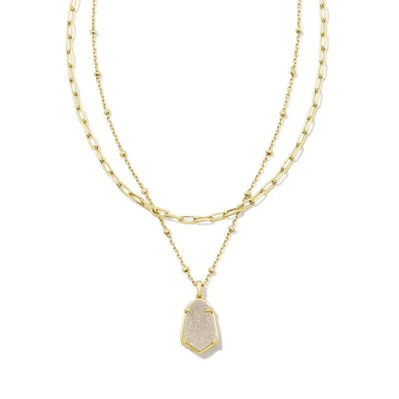 Kendra Scott | Alexandria Gold Multi Strand Necklace in Iridescent Drusy