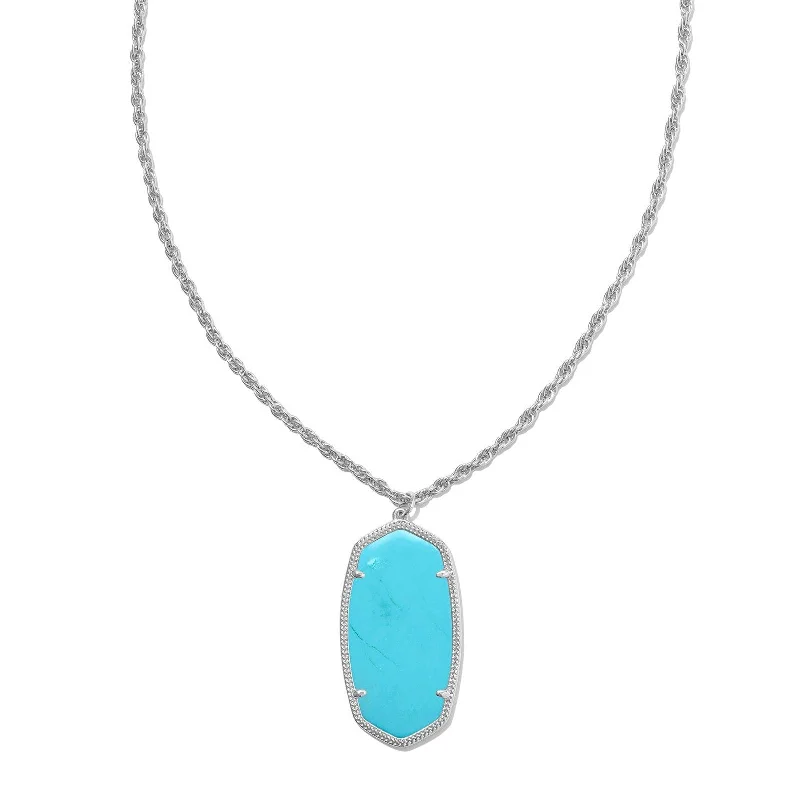 Kendra Scott | Rae Silver Long Pendant Necklace in Variegated Turquoise Magnesite