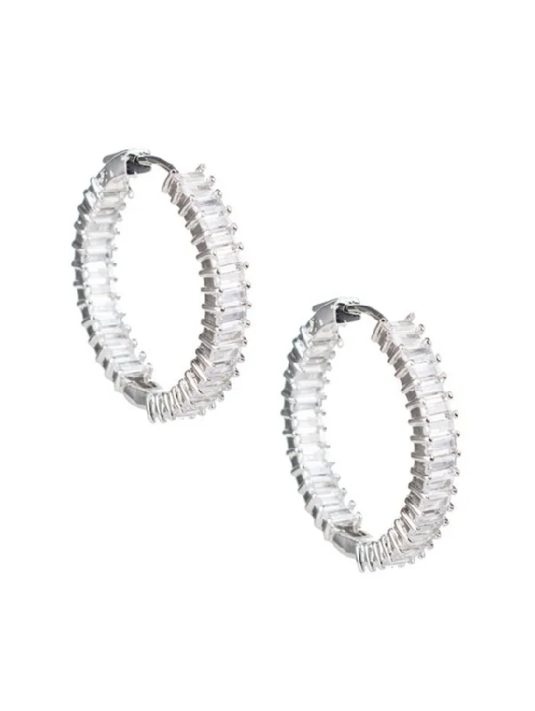 Geometric Stud Earrings-Baguette Hoop Earrings