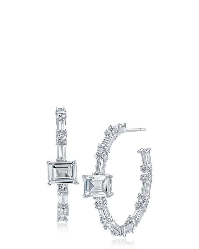 Chic Cuff Earrings-Multi CZ Hoop Earrings