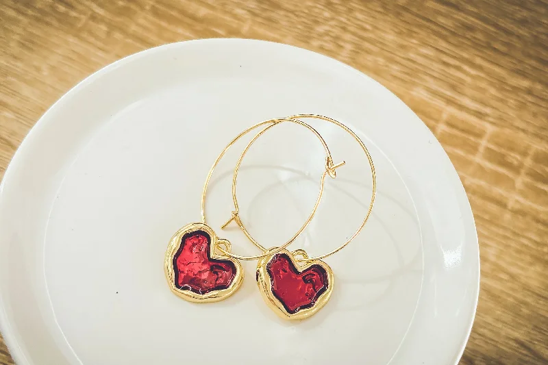 Eco-Friendly Earrings-Gorgeous Gold Heart Hoop Earrings