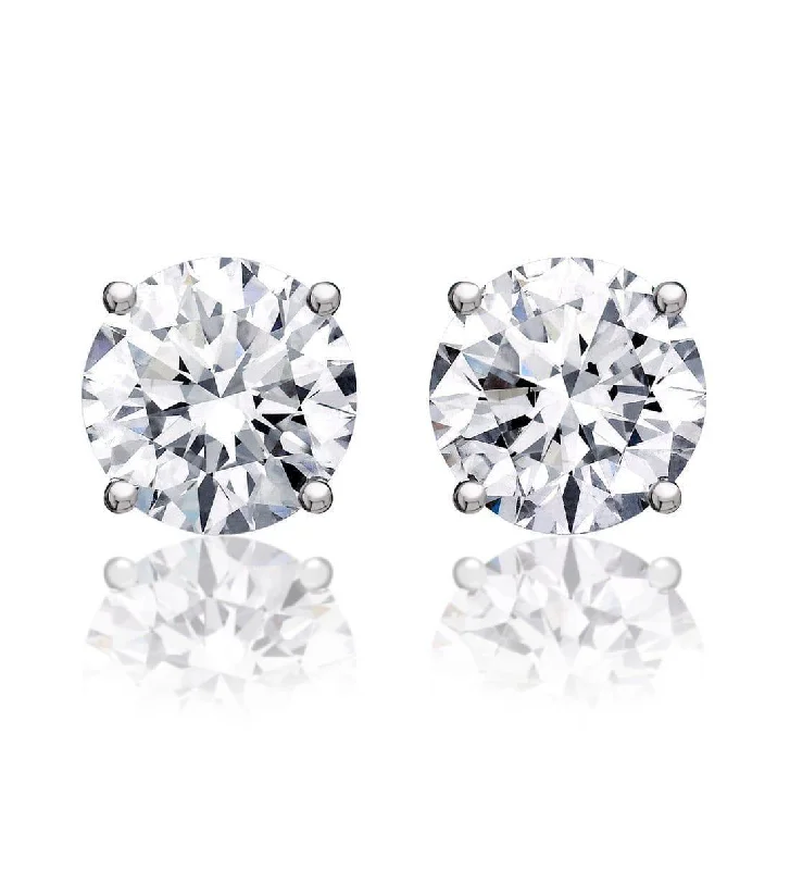 Rhinestone Stud Earrings-3 ct Round Brilliant Cut Diamond Stud Earrings