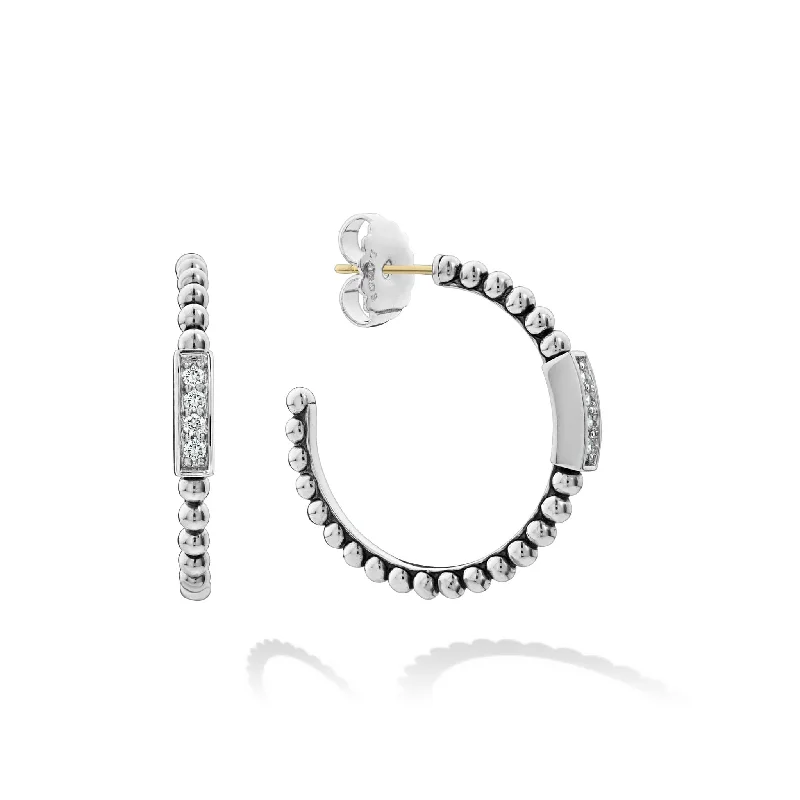 Cute Pearl Earrings-Caviar Spark Beaded Diamond Hoop Earrings