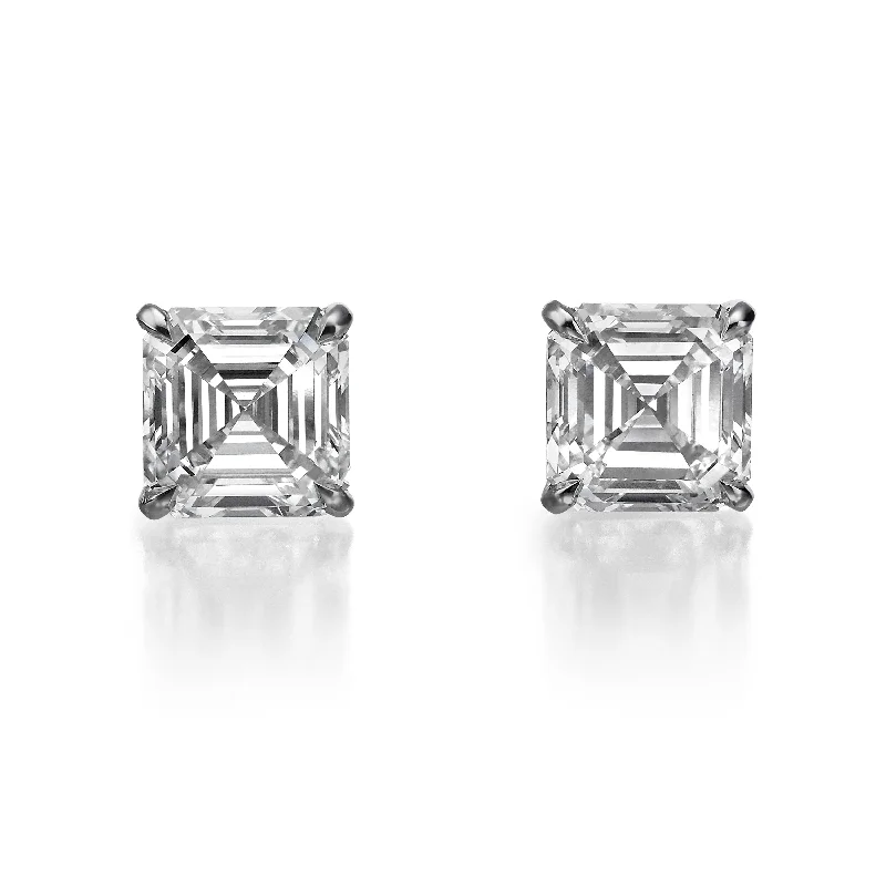 Cool Cuff Earrings-10.14 Ct Lab Grown Asscher Cut Diamond Stud Earrings