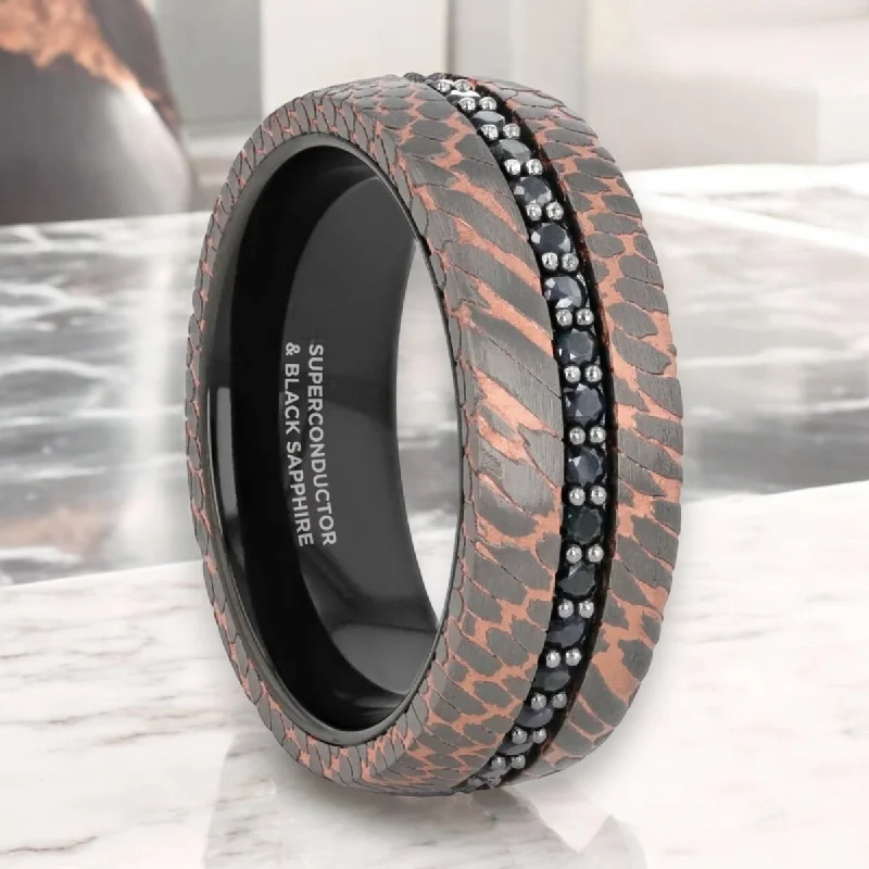 CHARGER | Black Tungsten Ring, Superconductor Finish and Black Sapphires