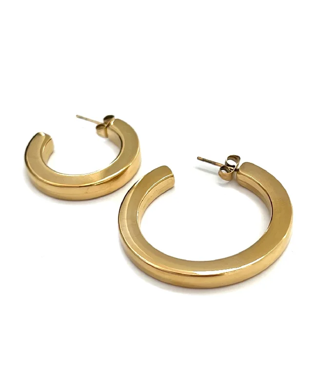 Petite Stud Earrings-Eilish Everyday Gold Hoops || Choose Size