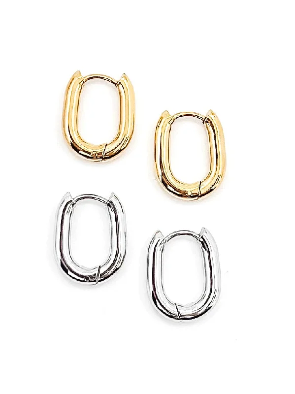 Silver Hoop Earrings-Elisa Huggie Earring || Choose Color