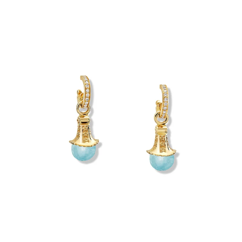 Classic Pearl Earrings-Fouquet Earring Drops Yellow Gold - Aquamarine