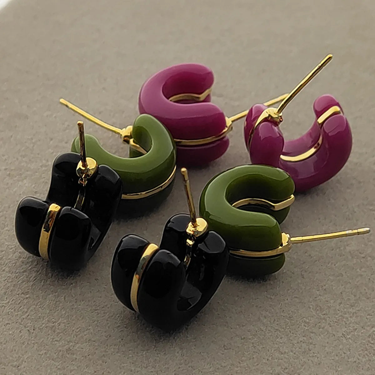 1 Pair Simple Style C Shape Geometric Plating Copper Ear Studs