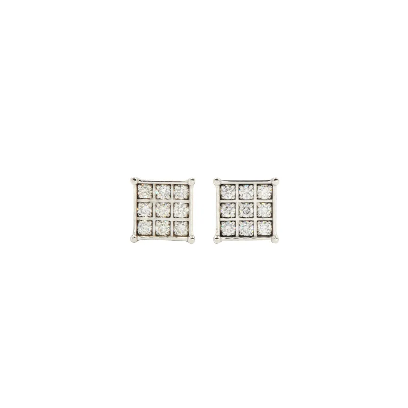 Artistic Earrings-Diamond Channel Set Square Earrings Pair