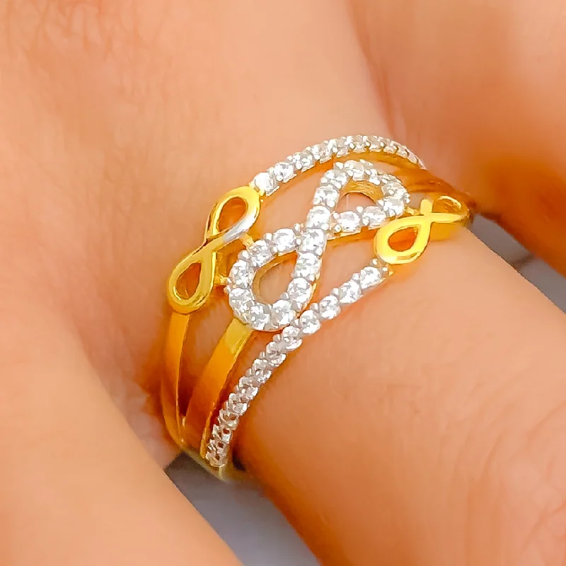 Charming Dressy 21k Gold CZ Ring