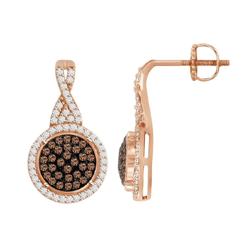 Adjustable Drop Earrings-LADIES EARRINGS 0.50CT ROUND DIAMOND 14K ROSE GOLD