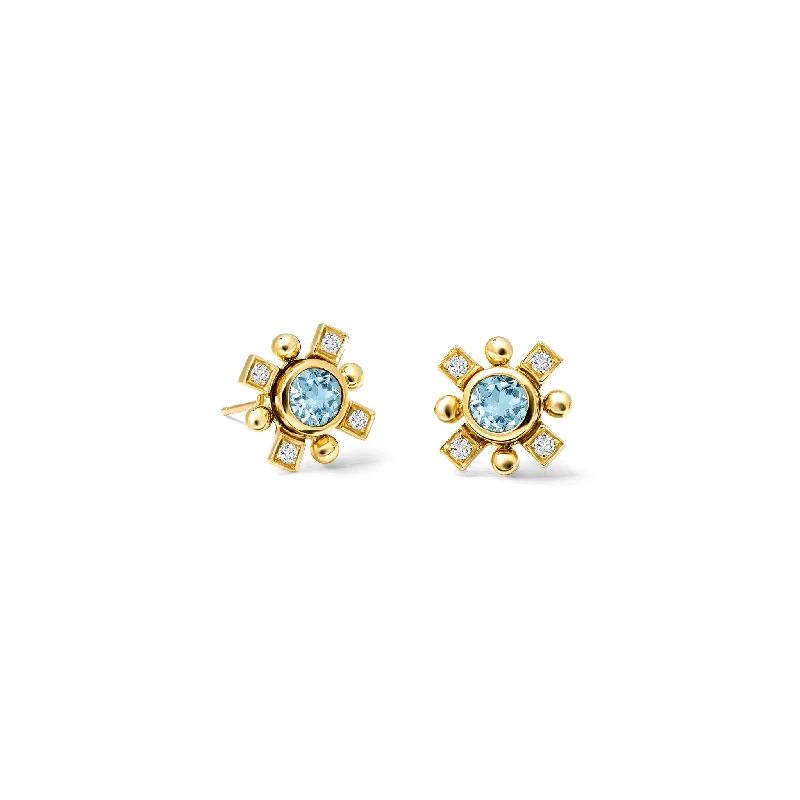 Unique Gemstone Earrings-Quadro Earring Halos Yellow Gold - Diamond