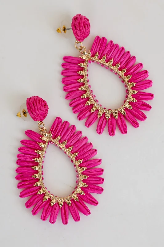 Fancy Drop Earrings-FINAL SALE - Sadie Straw Statement Earrings